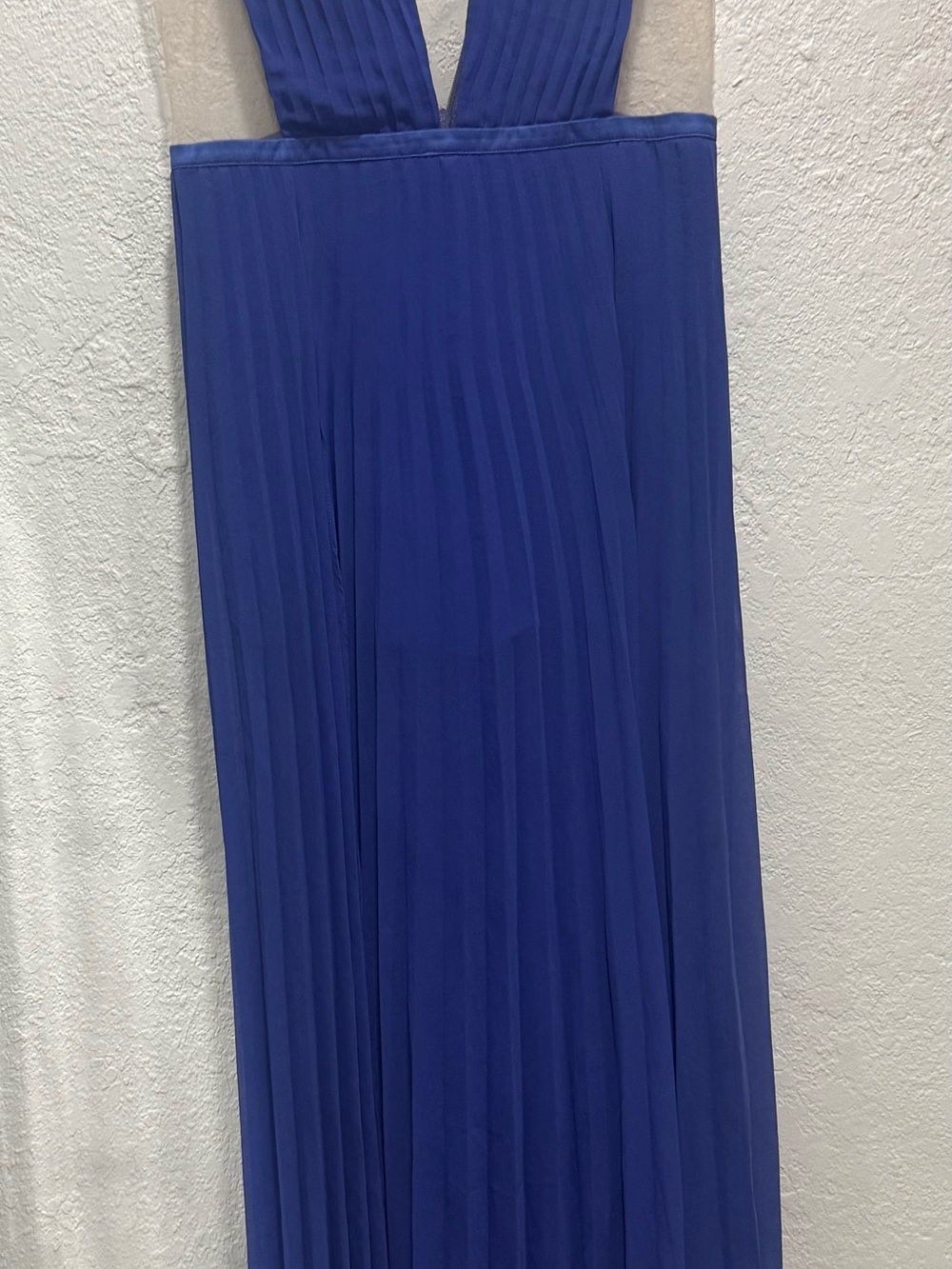 bebe Cobalt Blue Deep V-Pleated Maxi Dress with High Slits - Picture 9 of 9